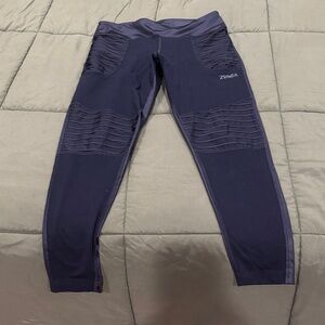Zumba black moto Leggings with Ribbed Detail